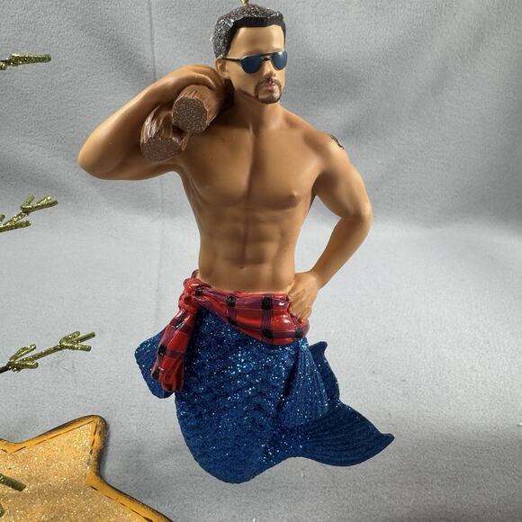 December Diamonds Lumber Jack Merman Ornament 2016 Blue Tail Retired - Picture 10 of 16